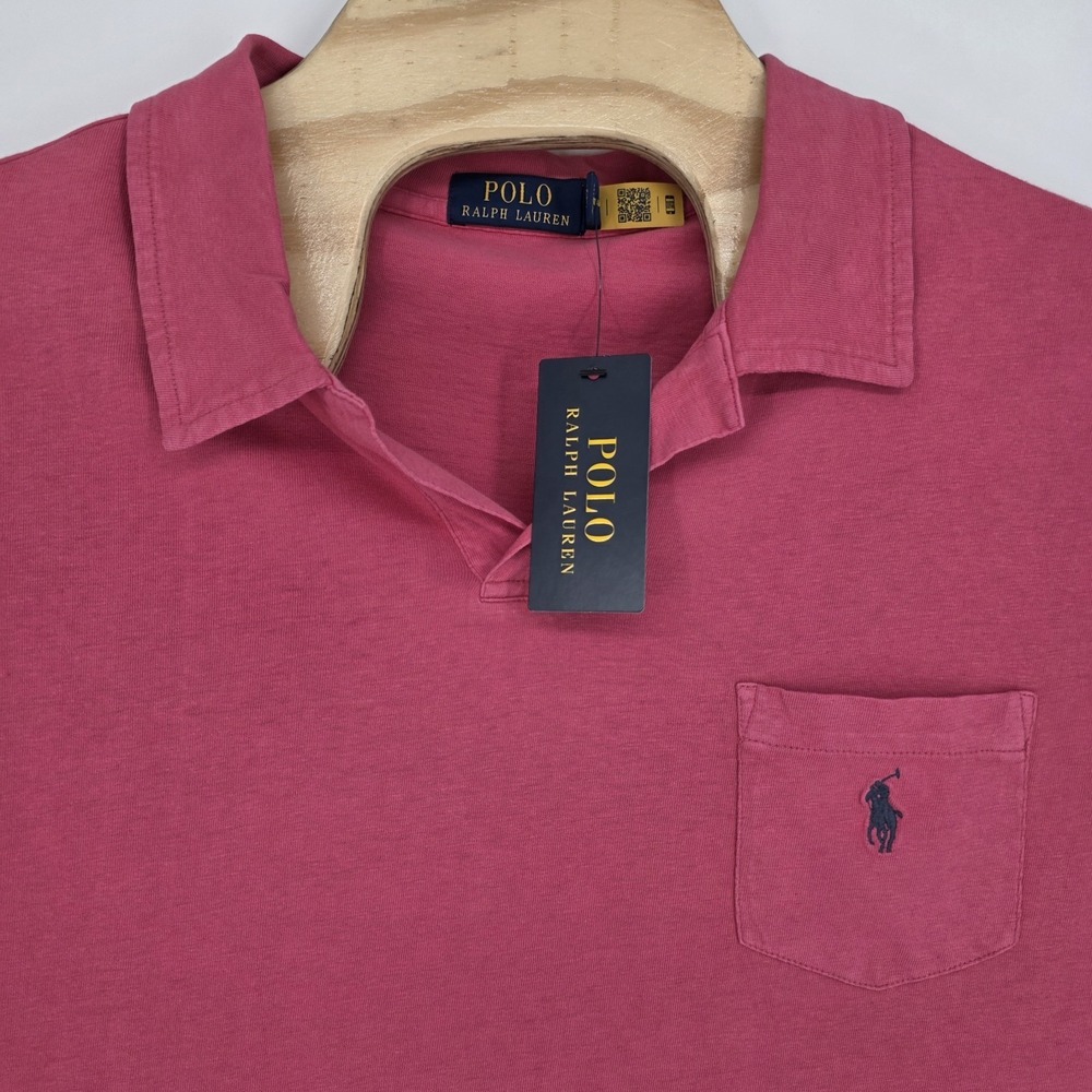 New Polo Ralph Lauren Polo Shirt Men's XL Cotton Linen Pink Standard Fit Preppy